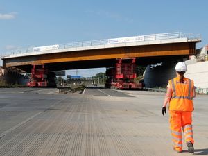 Supporting image for story: Giant new HS2 bridge in place over M42