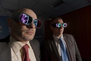 3D images of bones being viewed through specially-designed glasses