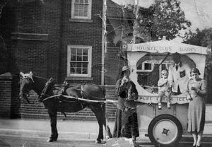 nostalgia pic. Shrewsbury.Rare, damaged pic of ice cream horse and cart belonging to Mr Humphreys of the Mountfields Dairy. Shrewsbury. His horse and cart was very popular.Picture taken outside the Bricklayers Arms, at the top of Copthorne Bank. Date is probably around the 1930s. People on the picture are unknown but it is thought to be Mr Humphreys in the cart.Picture: David Trumper.AFTER PUBLICATION FOLLOWING FOLLOW UP WAS USED: He said: \u201cA lady by the name of Diane Galliers rang me up and told me the lady on the left is Mrs Pugh, and that\u2019s her son Tony Pugh sitting on the ice cream van. The lady on the right is Mrs Howells. They all lived in the cottages just to the right of the van, although you can\u2019t see them on the picture.\u201cMr Pugh was on the railway and Mr and Mrs Pugh took over the Rock and Fountain pub in Castle Foregate afterwards.\u201cThe date of the photo is about 1938 as the little boy was born in 1936 and looks about two.\u201cI believe Mrs Pugh is some relation to Diane Galliers. She is also some relation to the Pughs who were the landlords of the Bricklayers Arms \u2014 that\u2019s the old \u2018Brick\u2019, not the new one.\u201dFurther confirmation of the names of the ladies came from an unexpected source \u2014 Mr Trumper\u2019s mother.\u201cWhen she saw the picture in the paper she said: \u2018I could have told you!\u2019 She recognised them.\u201cI\u2019m really pleased. This photo will be used in my talks now. A lot of people in Frankwell will know those people.\u201dLibrary code: Shrewsbury nostalgia 2000.