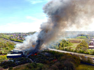 Supporting image for story: Recycling centre blaze sends huge clouds of smoke over Telford 