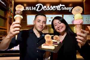 Faye Yee, of FBC Manby Bowdler, with Roman Aslamzada, area manager for the Little Dessert Shop