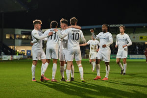 AFC Telford United players celebrate after Dylan Allen-Hadley's goal. Picture: Kieren Griffin Photography
