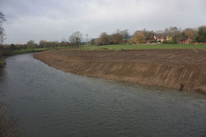 A section of the river bank affected