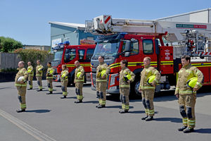 Firefighters at Walsall Fire Station turned out in full kit to honour a 100-year-old former firefighter and war hero George Stokes.