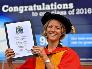 Supporting image for story: WATCH: Sports presenter Jacqui Oatley nets an honorary degree from the University of Wolverhampton