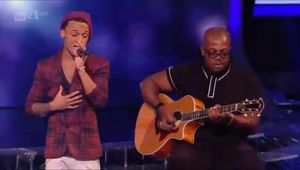Joe Ross performing with JLS star Aston Merrygold on the X Factor