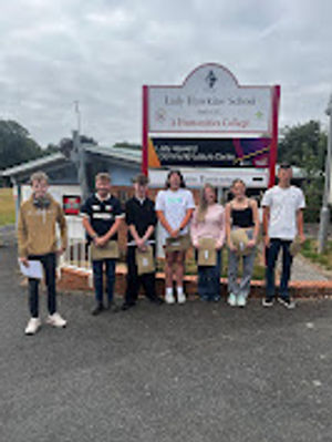 Ashton Pinkney, Jack Morris, Will Denton, Sarah Waring, Poppy Harter, Jasmine Harter and Adam Morris at Lady Hawkins School in Kington