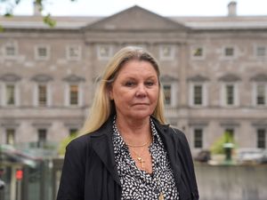 Heather Cornelius, the wife of Ryan Cornelius, arrives ahead of a meeting with politicians at Leinster House in Dublin, as part of a campaign to secure his release from prison in Dubai