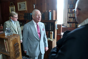 Daniel Joyce, Newman Archivist and Librarian, Birmingham Oratory (right), shows King Charles III the Cardinal's personal effects in his room (which has remained untouched since his death) during his visit to the Oratory of St Philip Neri, Birmingham, following the canonisation of Cardinal John Henry Newman, to view historic items in the library and the Cardinal's personal effects in his room, which has remained untouched since his death. Picture date: Wednesday September 3, 2025. PA Photo. Photo credit should read: Chris Jackson/PA Wire 