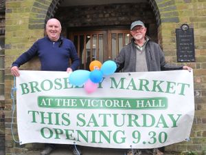 Andy and Peter Outside The Victoria Hall in Broseley