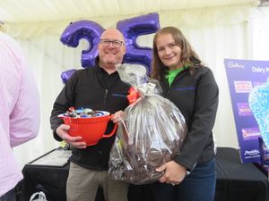 Mars Wrigley with raffle prizes they donated at the event for Age UK Shropshire Telford & Wrekin