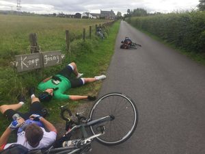 Pit stop, the trio are cycling over 874 miles in total 