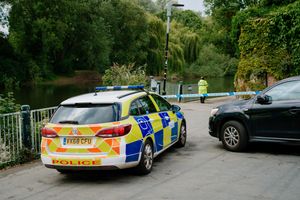 The police cordon at the weir in Shrewsbury