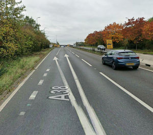 A38 south, between the A513 and the A5127, near to where the flooding has taken place