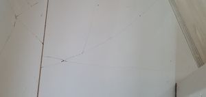 Tiles on the floor were left with cracks from the floodwater