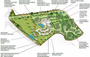 An overview of the crematorium that Dignity UK wants to build on green belt land near Codsall