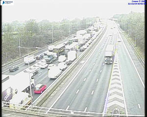 Heavy traffic has been reported on the M5 between Junction 4 and Junction 3 due to a fallen tree damaging a road sign