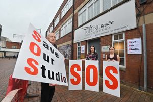 Nick Gallagher-Hughes and Alison Gallagher-Hughes from Topline Studio and studio user and 'Care To Dance' group Beth Vecchione make their thoughts clear about saving the studio