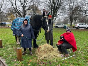 Santa and his horse made an appearance