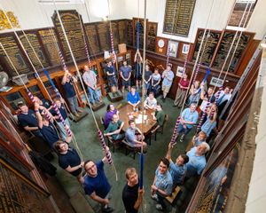 Ringers at the 16-bell chamber at St Martin in the Bull Ring during the Ringing World National Youth Contest. Photo: Neil Thomas