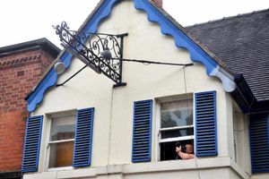 Where the sign fell from