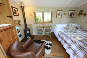 Inside one one of the shepherd huts