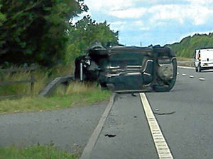 Supporting image for story: Traffic at standstill after car overturns on A5 at Telford