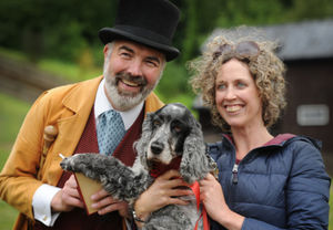 Winner of the 'Best Bark in Show', is 'Sapphy', with owner Angela Crowley, and Guy Rowland (Mr Lancelot Gilbert), of Bridgnorth, during the country fair in 2015.