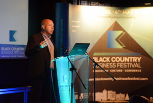 Black Country Chamber of Commerce chief executive, Corin Crane, speaking at the event