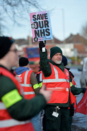 Picket lines at the Dudley Ambulance hub on Burton road