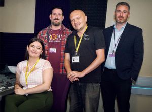 Amber Hayden with Jared Jackson, Gareth Owain David Thomas, and Telford
College’s director of vocational studies, Andy Turner