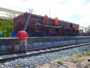 Volunteers building the new station