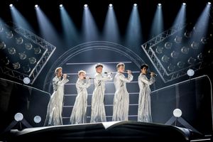 AJ Bentley, Curtis T Johns, Sario Solomon, Nick Carsberg and Yazdan Qafouri in The Band. Photo by: Matt Crockett