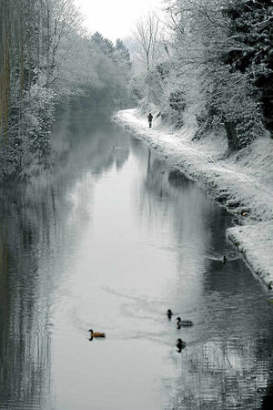 The wintry scene at the canal in Tettenhall