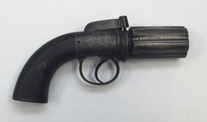 A rare percussion cap pepper-box pistol.