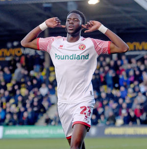 Mo Faal scores and celebrates