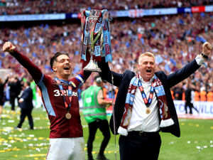 Supporting image for story: Aston Villa promoted: Players and staff celebrate Wembley win - GALLERY