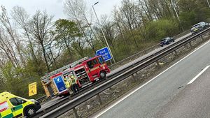 Emergency services at the scene of the crashes on the M6. Photo: @CMPG