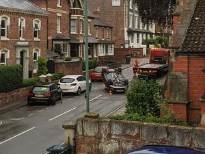 Supporting image for story: Crash in Shrewsbury sees one car end up on its roof
