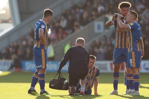 Shaun Whalley of Shrewsbury Town receives treatment. (AMA)