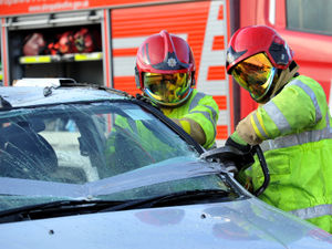 Supporting image for story: Person cut free after van and car crash near Shrewsbury
