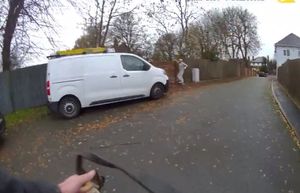 The images show the moment the suspect attempted to escape. Photo: West Midlands Police Dogs Unit