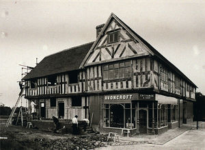 The building being re-erected at Avoncroft in 1976.