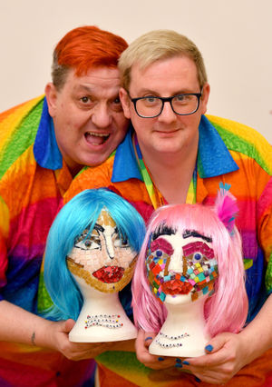 Marcus Cotterill and Paul Ryder with their mosaic work.