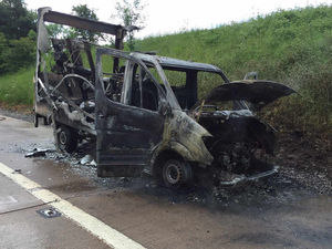 Supporting image for story: PICTURES: Traffic chaos on the M54 near Wolverhampton after truck blaze