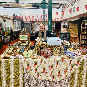 Molly selling soap at Wellington Market