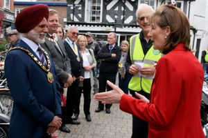 Anna Turner greets Mayor of Telford &Wrekin Councillor Amrik Jhawar and other dignataries