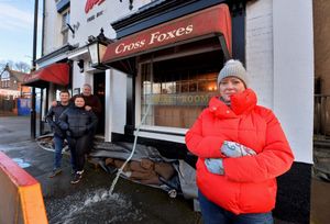 Dawn Lloyd from The Cross Foxes in Shrewsbury where water was being pumped out of the cellar
