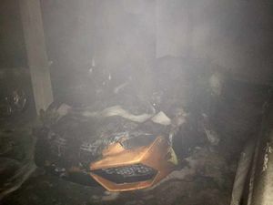 The destroyed Lamborghini. Picture: @HighgateFire