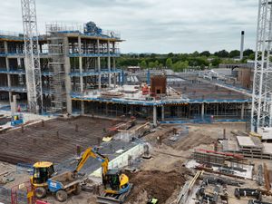 A progress photo of construction at Royal Shrewsbury Hospital.